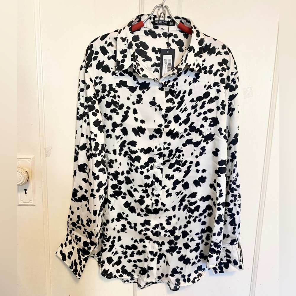 Nastygal Cow Print Dress Shirt (New)